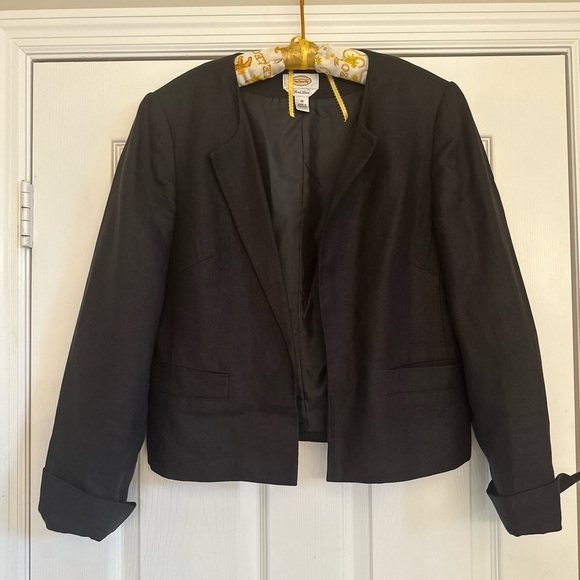 Talbots Jackets & Blazers - Talbots 100% Irish Linen Open Front Women’s Sz 10 Black Blazer Jacket Vtg
